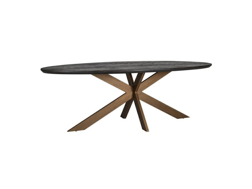 RICHMOND stół jadalniany BLACKBONE BRASS - 260, fornir dębowy, mosiądz, metal - Richmond Interiors