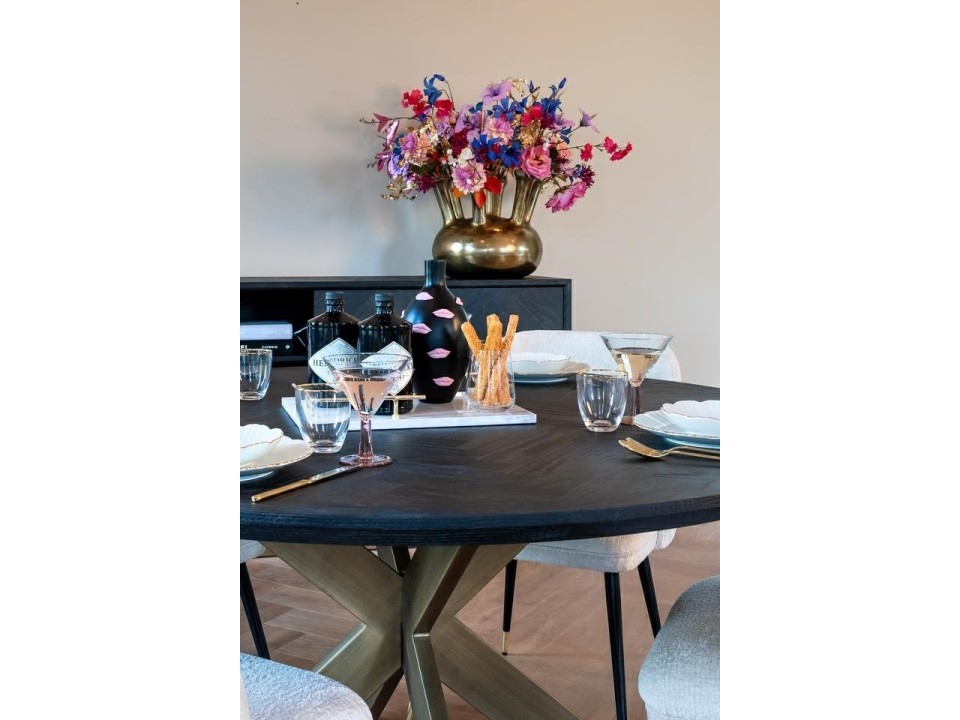 RICHMOND stół jadalniany BLACKBONE BRASS - 140, fornir dębowy, mosiądz, metal - Richmond Interiors