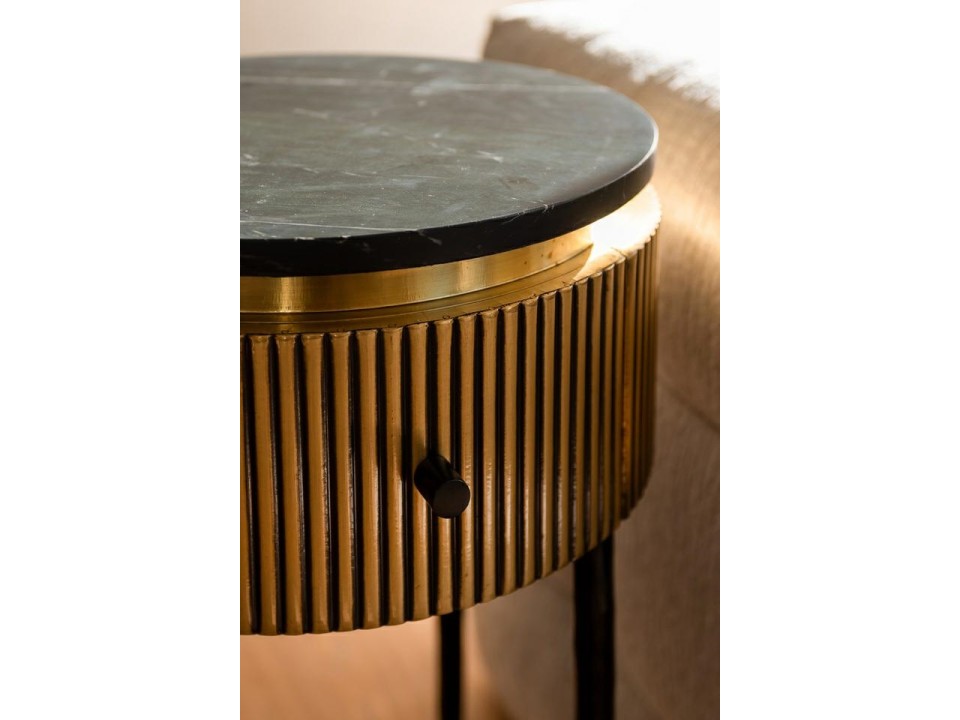 RICHMOND stolik IRONVILLE 40 cm - marmur, metal, MDF, sklejka brzozowa - Richmond Interiors