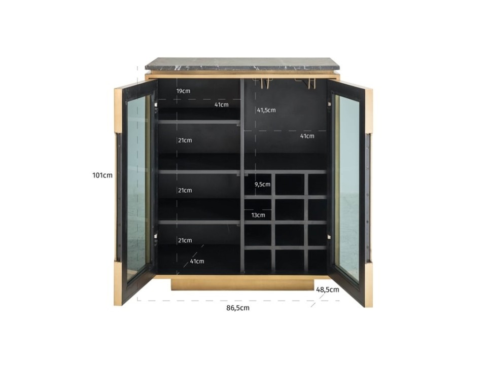 RICHMOND komoda FINSBURY 101 cm - mosiądz, szkło, marmur, MDF - Richmond Interiors