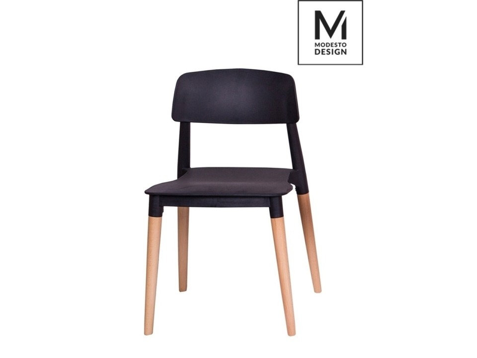 MODESTO krzesło ECCO czarne - polipropylen, podstawa bukowa - Modesto Design