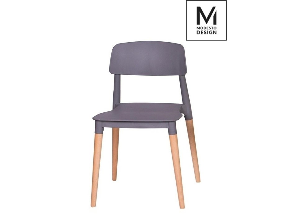 MODESTO krzesło ECCO szare - polipropylen, podstawa bukowa - Modesto Design