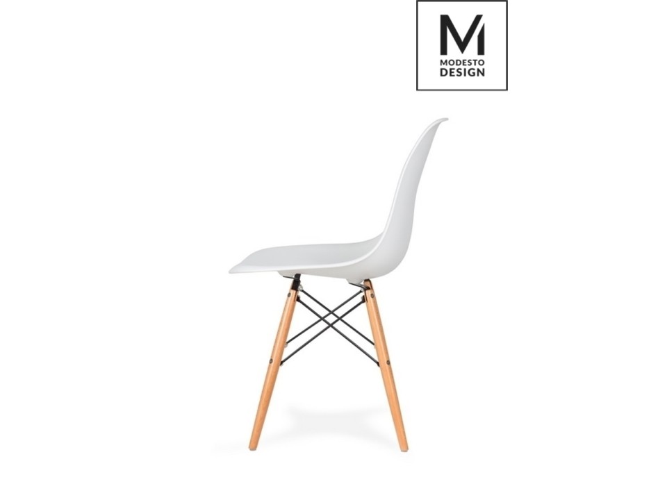 MODESTO krzesło DSW białe - podstawa bukowa - Modesto Design