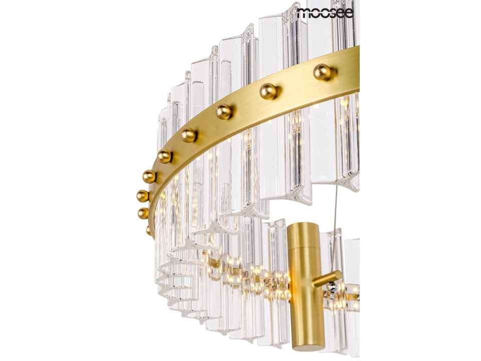 MOOSEE lampa wisząca SATURNUS 47 złota - LED, kryształ, stal szczotkowana - Moosee