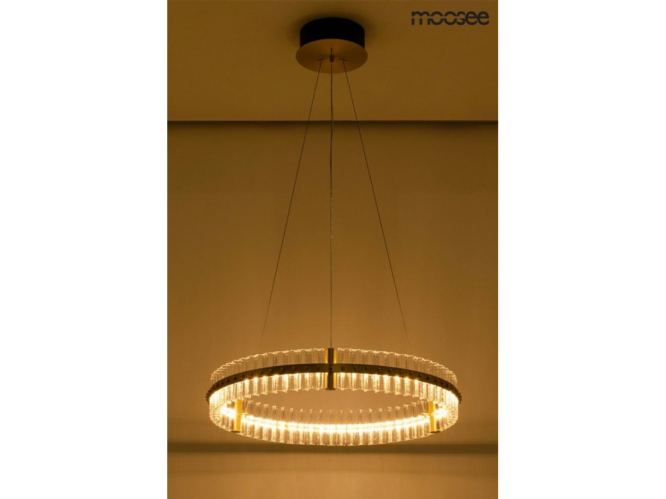 MOOSEE lampa wisząca SATURNUS 70 złota - LED, kryształ, stal szczotkowana - Moosee