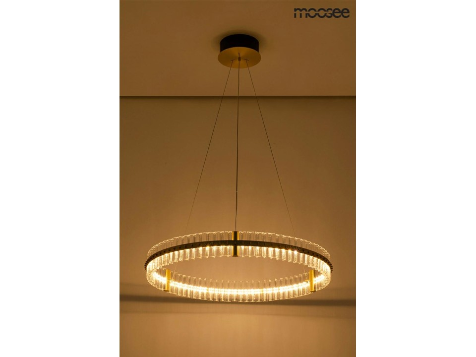 MOOSEE lampa wisząca SATURNUS 85 złota - LED, kryształ, stal szczotkowana - Moosee