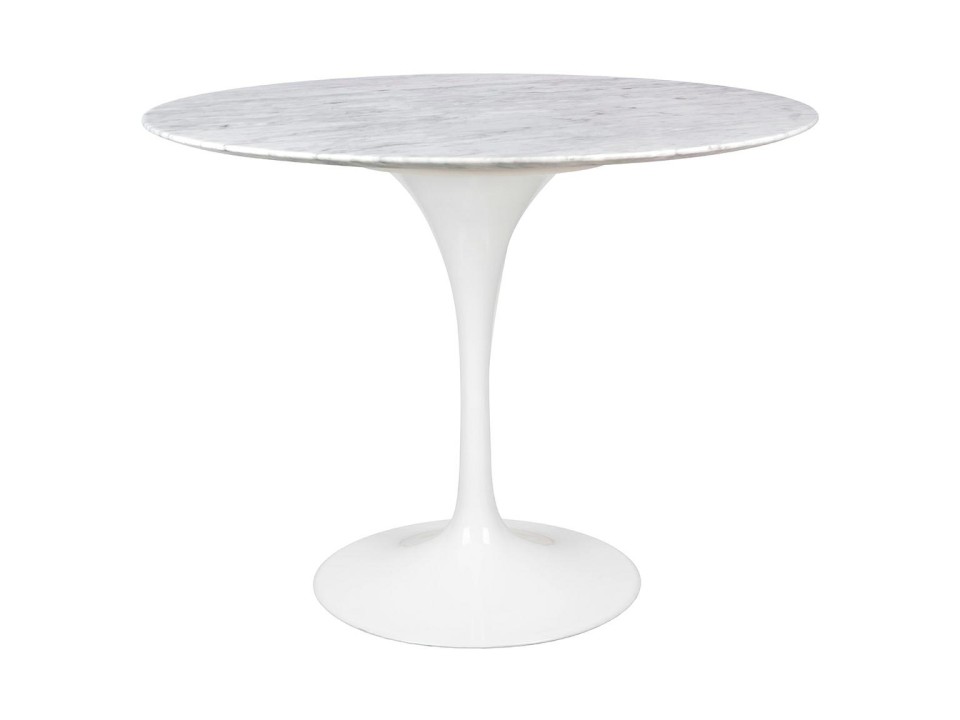Stół TULIP MARBLE 100 CARRARA biały - blat okrągły marmurowy, metal - King Home