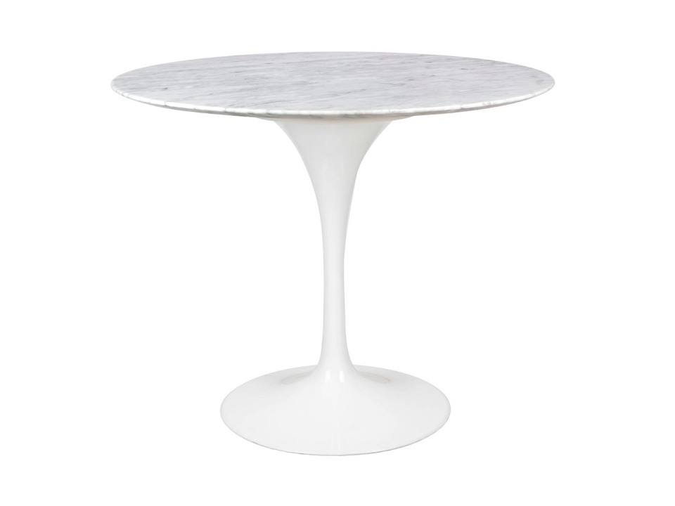 Stół TULIP MARBLE 90 CARRARA biały - blat okrągły marmurowy, metal - King Home