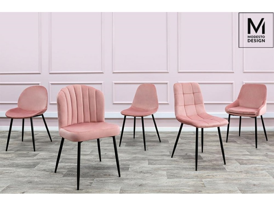 MODESTO krzesło CLOVER pudrowy róż - welur, metal - Modesto Design