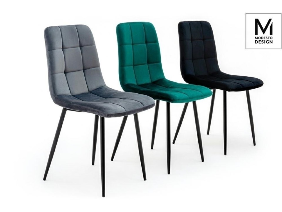 MODESTO krzesło CARLO ciemny szary - welur, metal - Modesto Design