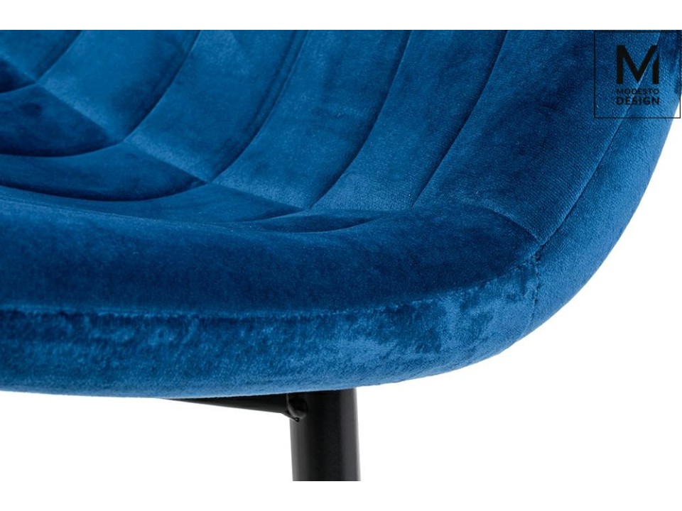 MODESTO krzesło LARA ciemny niebieski - welur, metal - Modesto Design