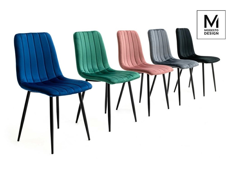 MODESTO krzesło LARA zielone - welur, metal - Modesto Design