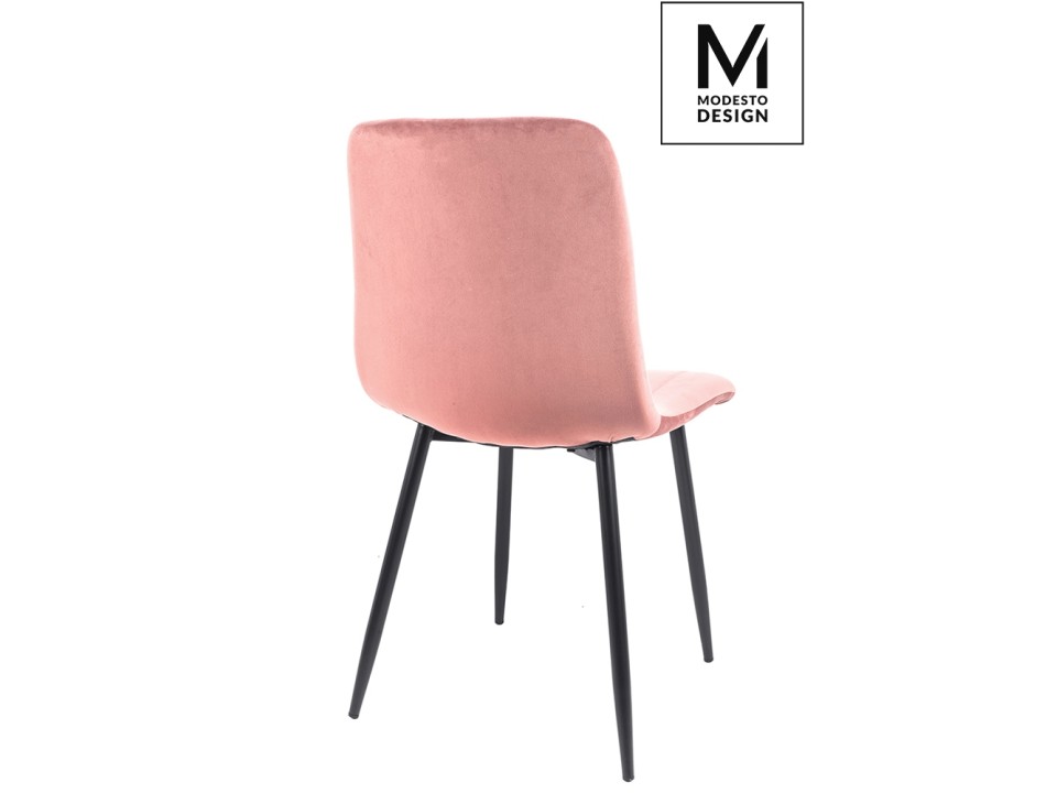 MODESTO krzesło LARA pudrowy róż - welur, metal - Modesto Design