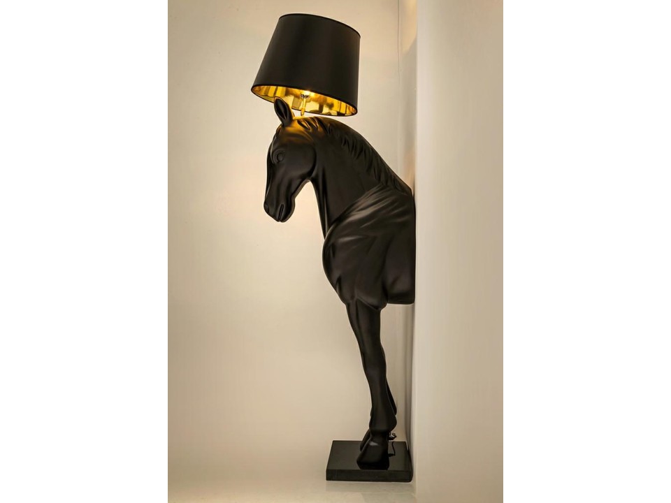 Lampa podłogowa KOŃ HORSE STAND M czarna - włókno szklane - King Home