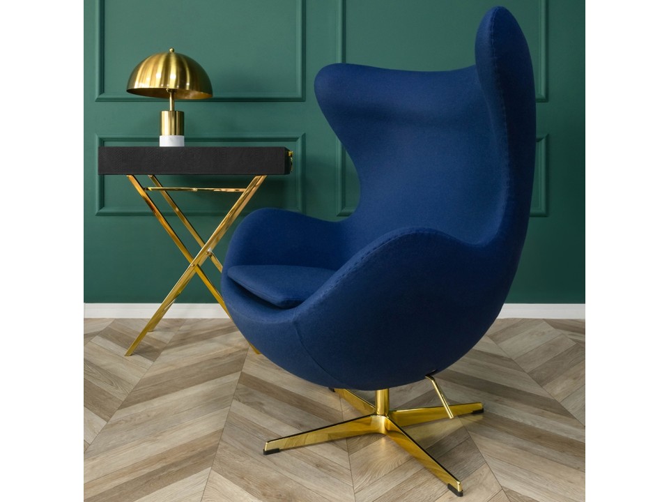Fotel EGG CLASSIC ciemny turkus.16 - wełna, podstawa aluminiowa - King Home