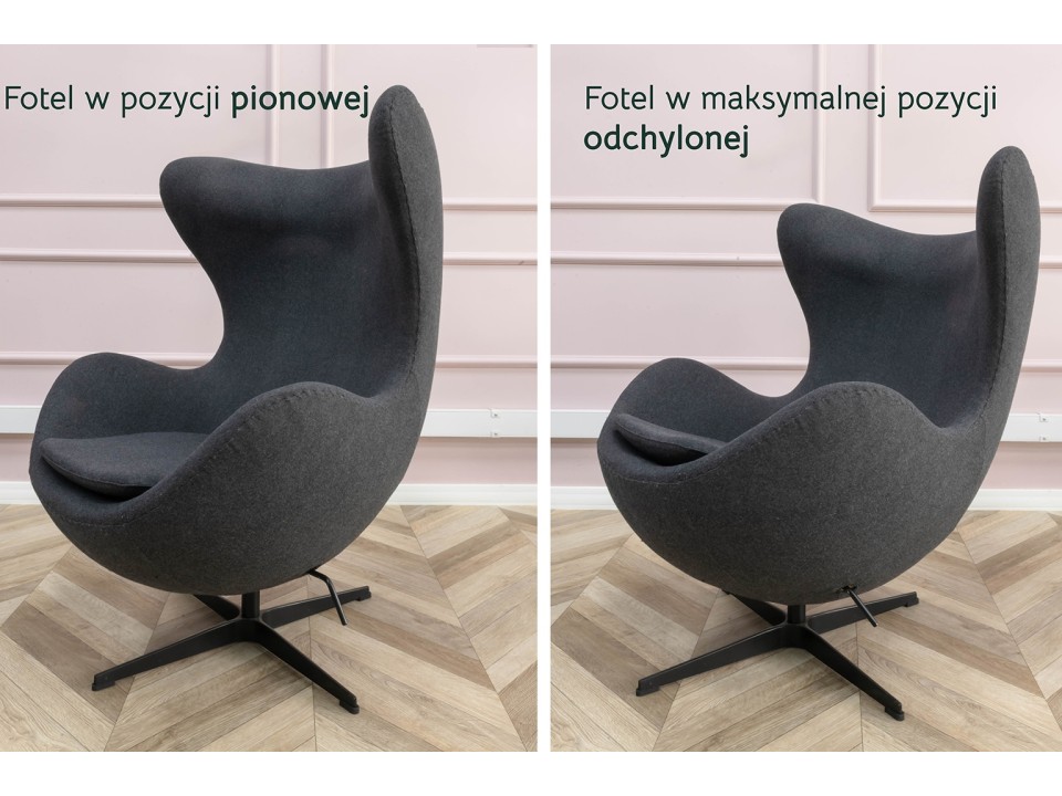 Fotel EGG CLASSIC ciemny turkus.16 - wełna, podstawa aluminiowa - King Home