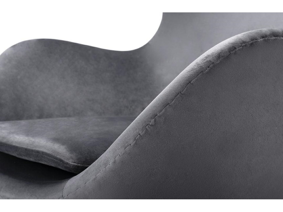 Fotel EGG CLASSIC VELVET ciemny szary - welur, podstawa aluminiowa - King Home