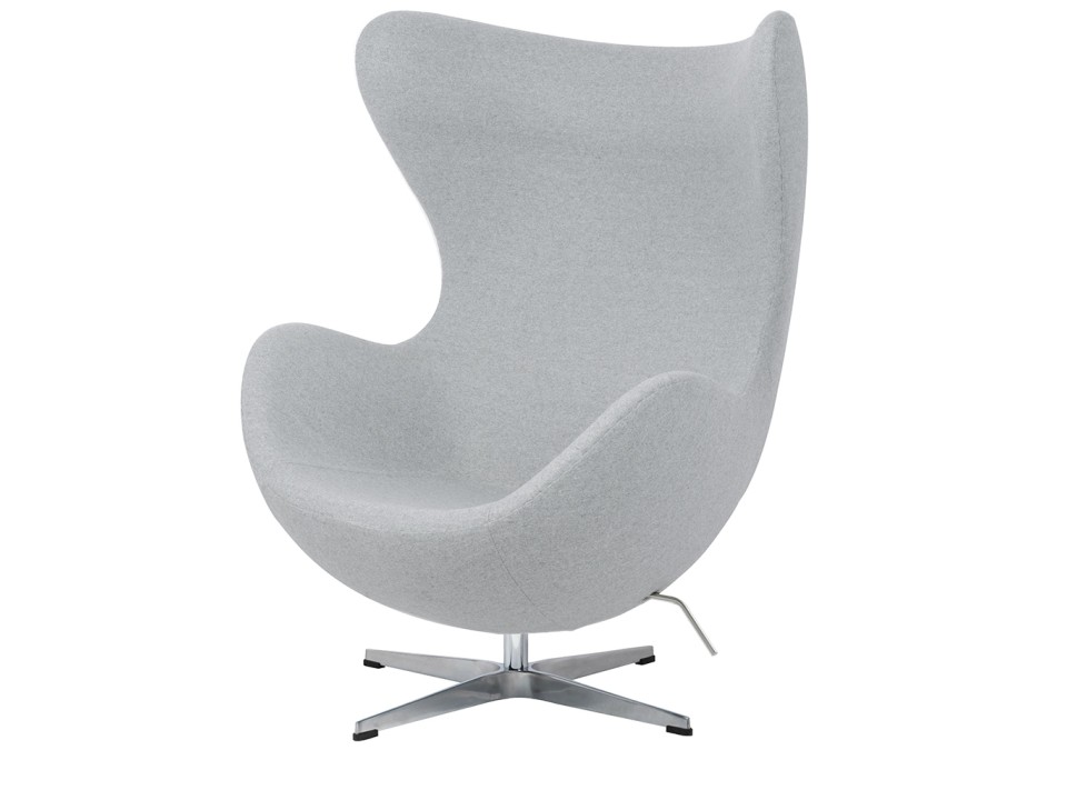 Fotel EGG CLASSIC szary melanż.17 - wełna, podstawa aluminiowa - King Home