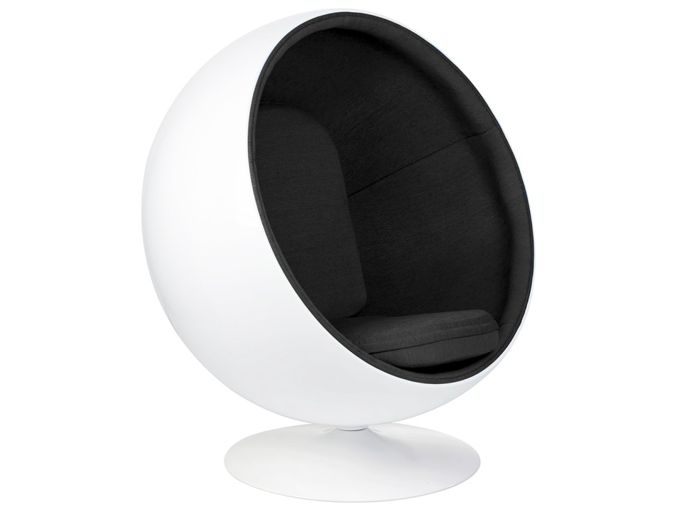 Fotel BALL biało-czarny - włókno szklane - King Home