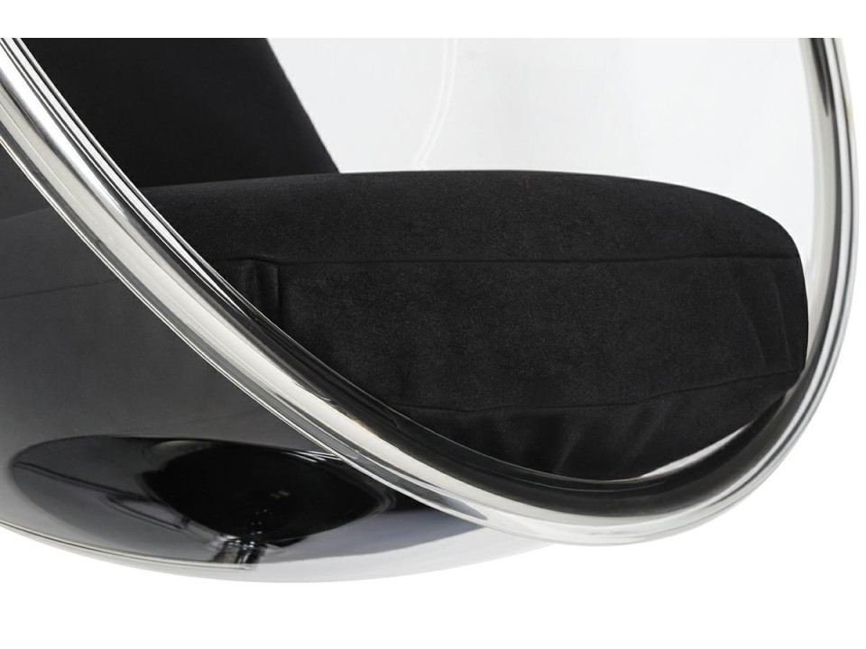 Fotel BUBBLE STAND poduszka czarna - podstawa chrom, korpus akryl, poduszka wełna - King Home