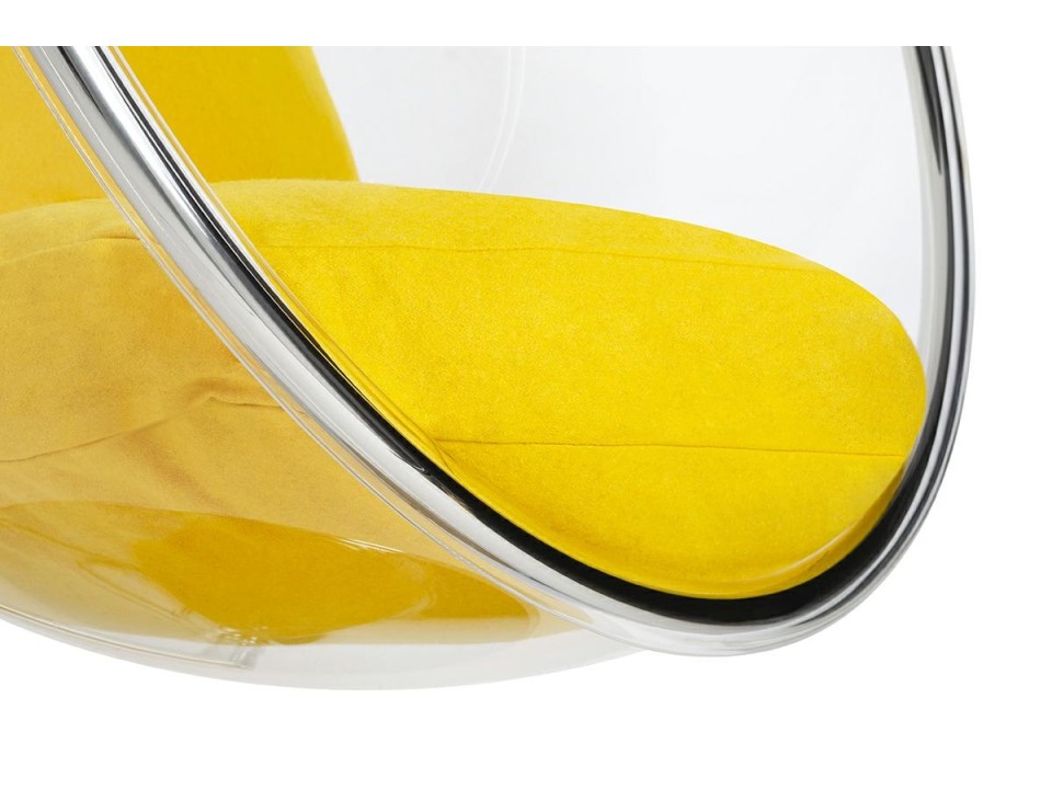 Fotel wiszący BUBBLE poduszka żółta - korpus akryl, poduszka wełna - King Home