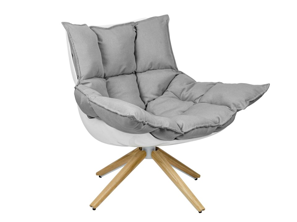 Fotel STAR szary - szara tkanina, podstawa drewnianam włókno szklane - King Home