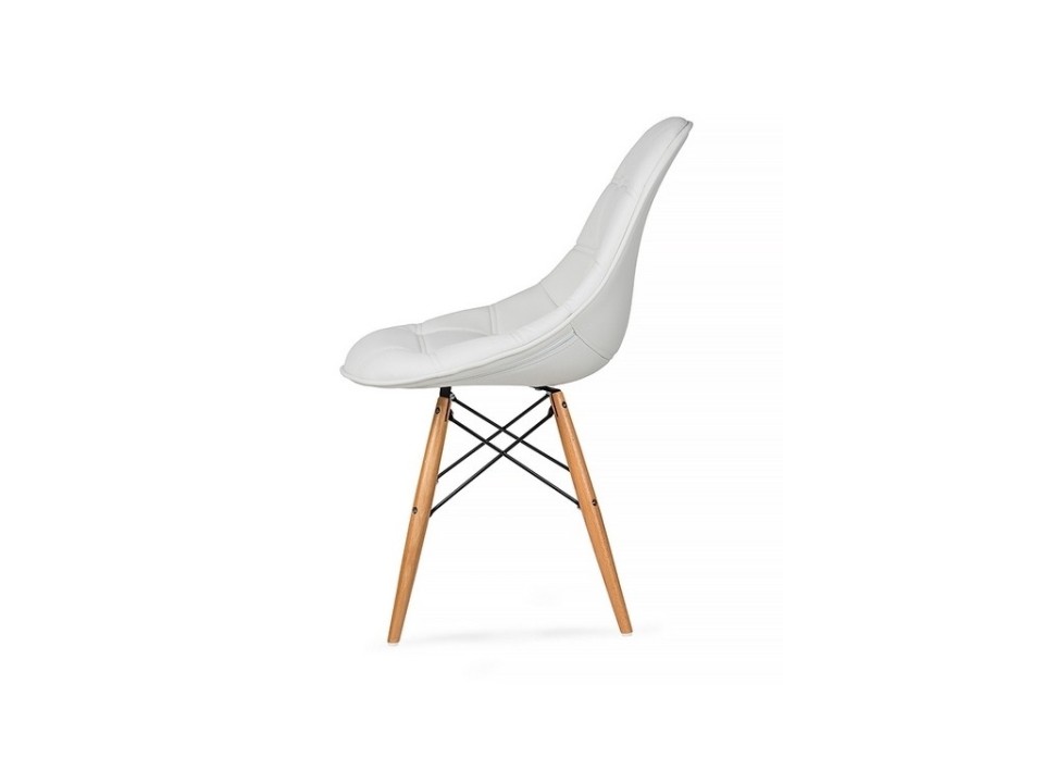 Krzesło EKO WOOD czysta biel T3 - ekoskóra, podstawa bukowa - King Home