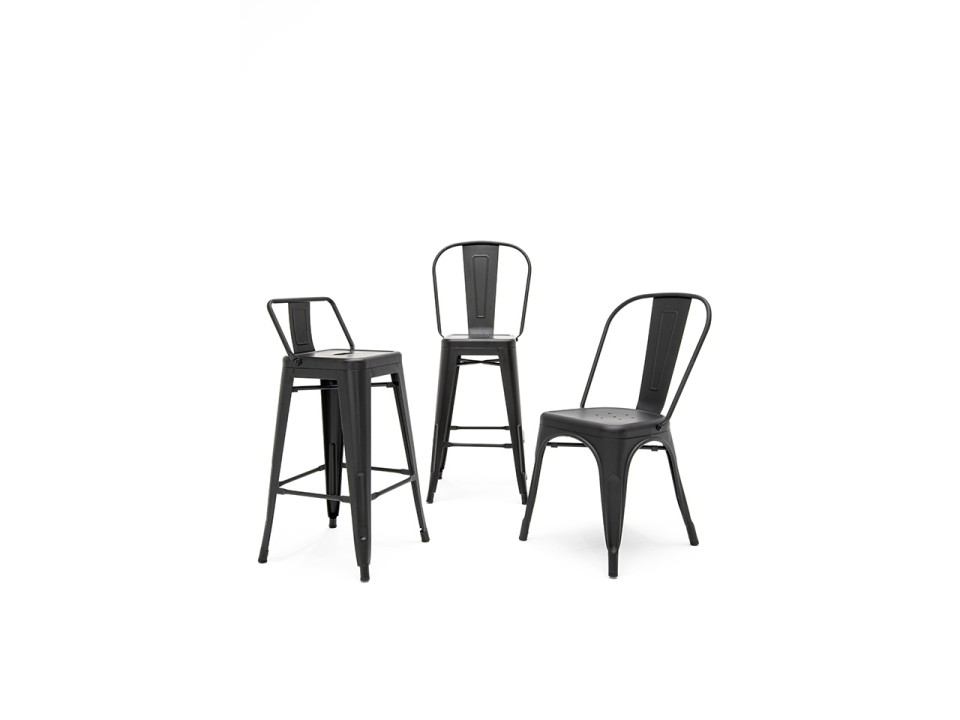 Krzesło barowe TOWER BACK 76 czarne - King Home