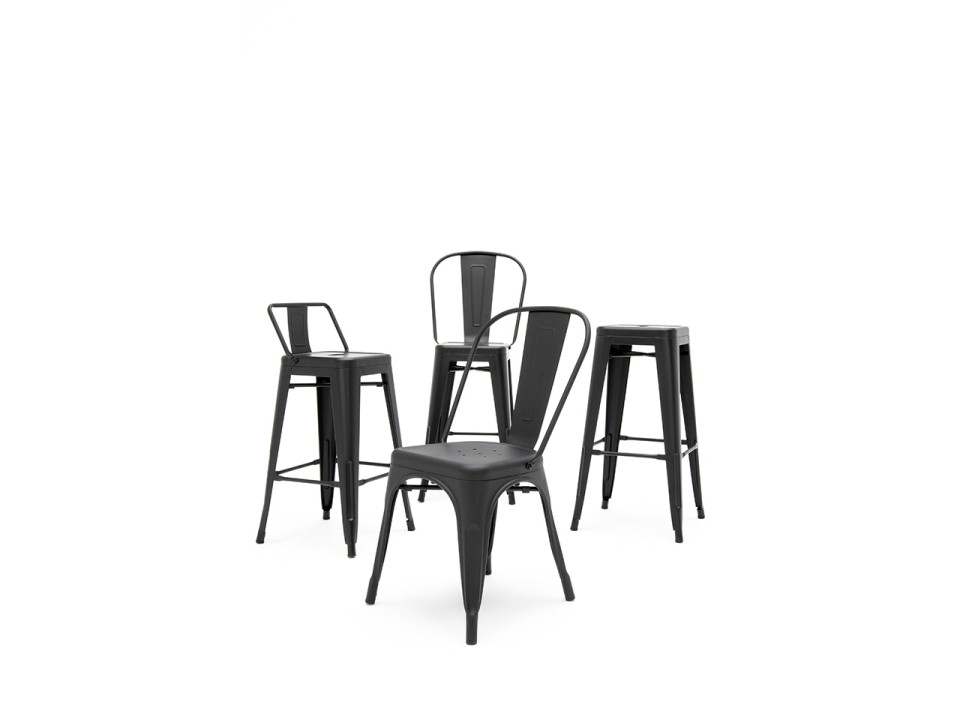 Krzesło barowe TOWER BACK 66 czarne - King Home