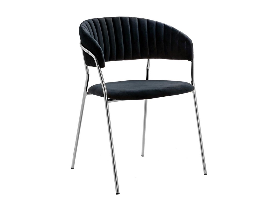 Krzesło MARGO SILVER czarne - welur, podstawa chromowana - King Home
