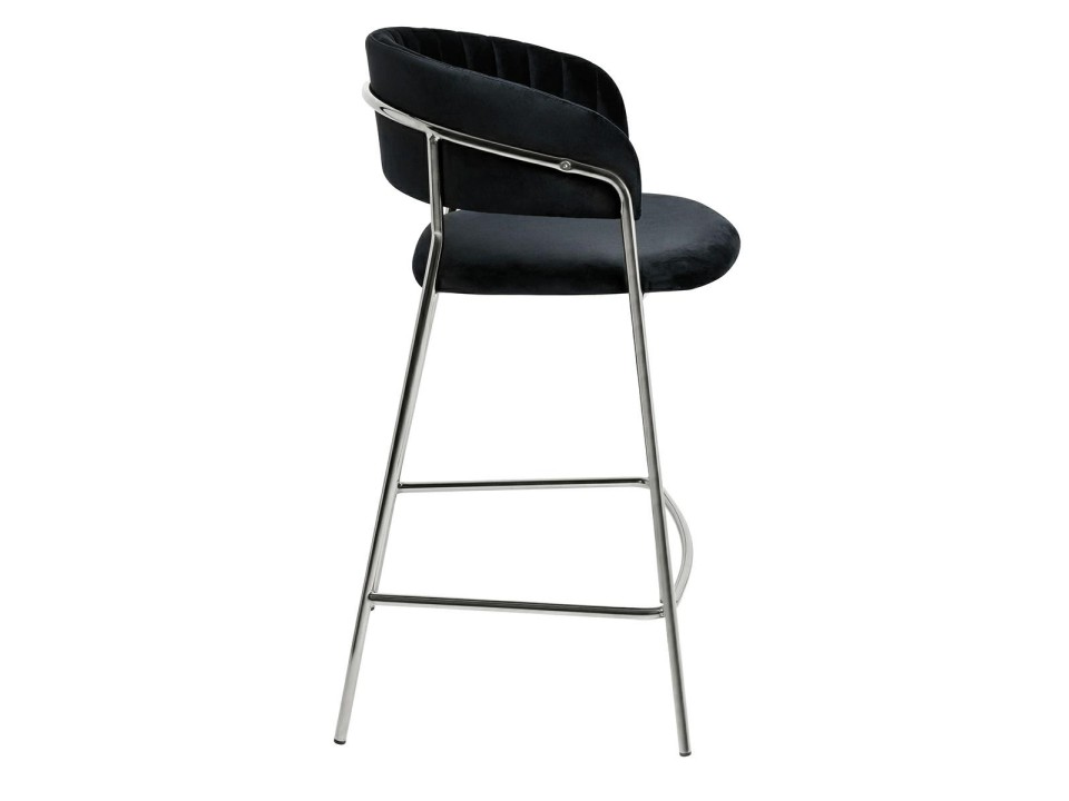 Krzesło barowe MARGO 65 czarny - welur, podstawa chromowana - King Home