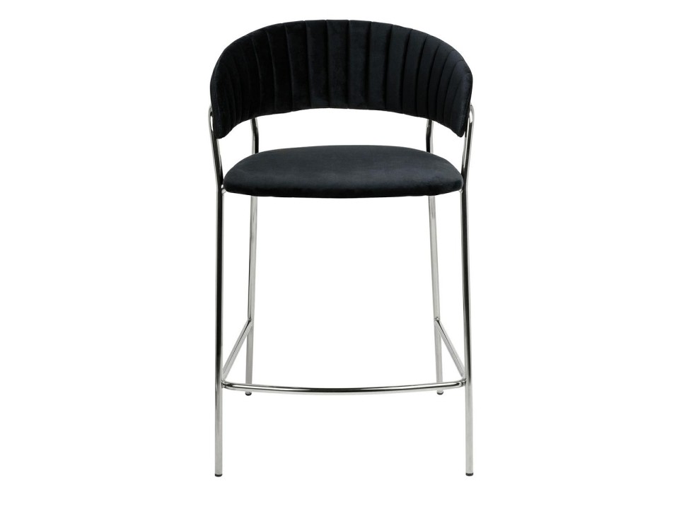 Krzesło barowe MARGO 65 czarny - welur, podstawa chromowana - King Home