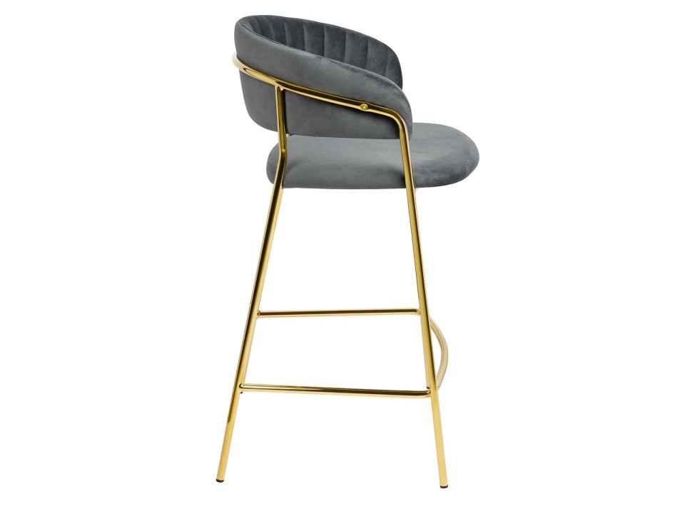 Krzesło barowe MARGO 65 ciemny szary - welur, podstawa złota - King Home
