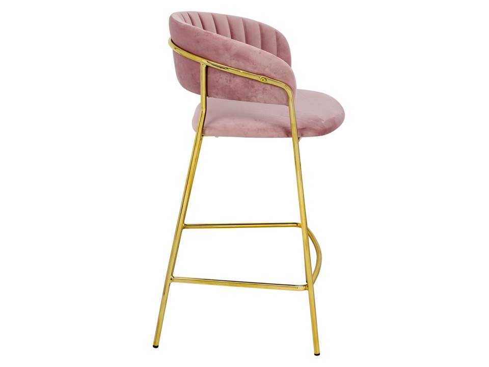 Krzesło barowe MARGO 65 brudny róż - welur, podstawa złota - King Home