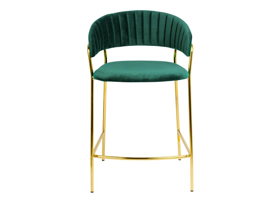 Krzesło barowe MARGO 65 ciemny zielony - welur, podstawa złota - King Home