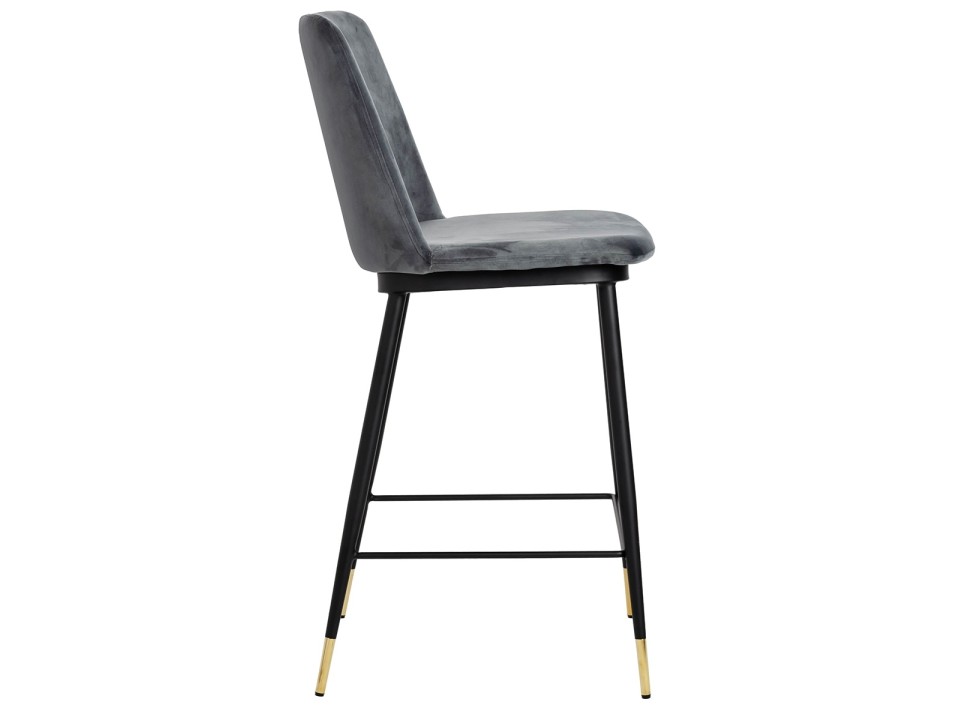 Krzesło barowe DIEGO 65 ciemny szary - welur, podstawa czarno złota - King Home