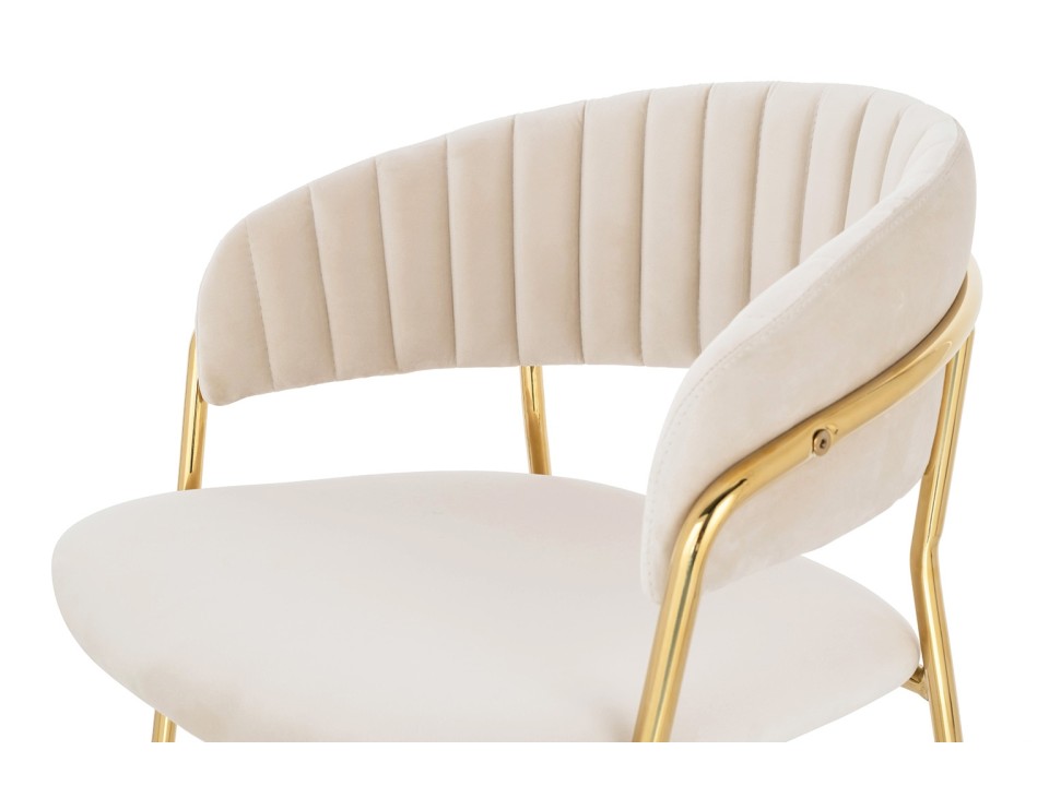 Krzesło MARGO beżowe - welur, podstawa złota - King Home