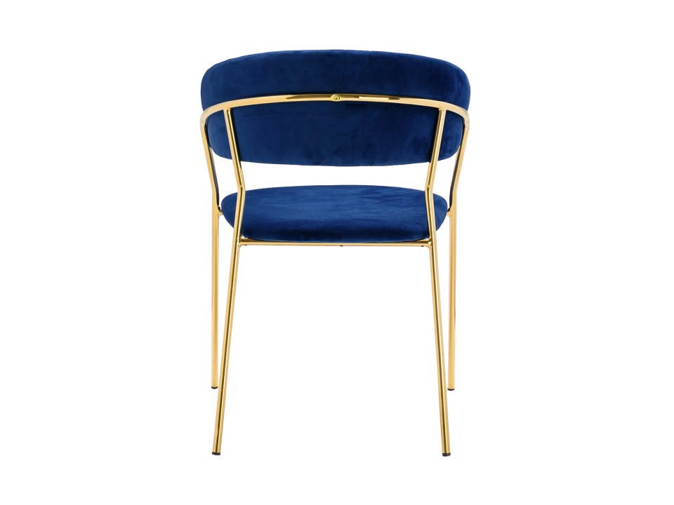 Krzesło MARGO ciemny niebieski - welur, podstawa złota - King Home