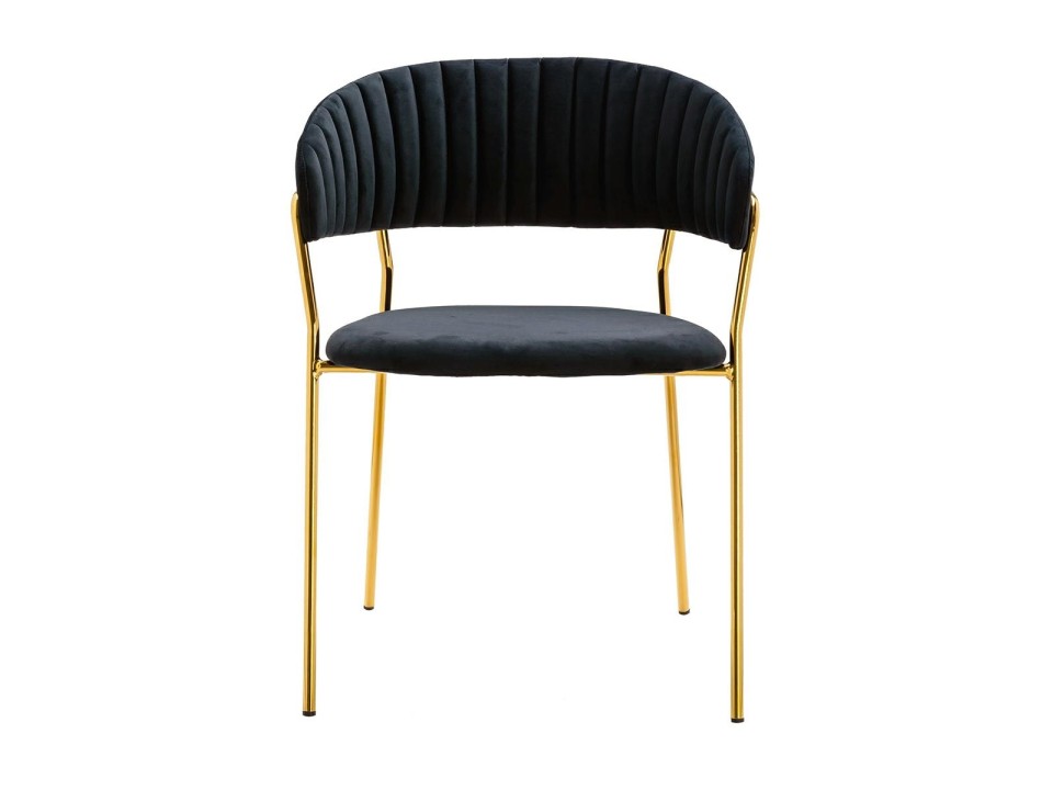 Krzesło MARGO czarne - welur, podstawa złota - King Home