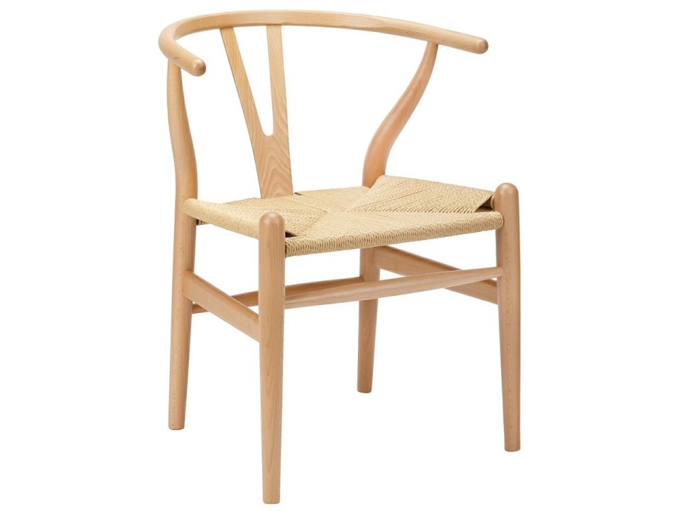 Krzesło WISHBONE natural - drewno bukowe, naturalne włókno - King Home