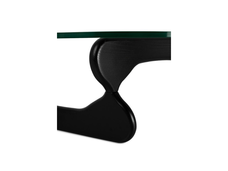 Stolik STABLE BLACK - szkło, podstawa drewniana czarny jesion - King Home