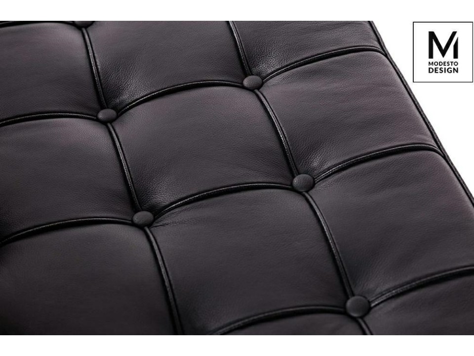 MODESTO sofa dwuosobowa BARCELON czarna - ekoskóra, stal polerowana - Modesto Design