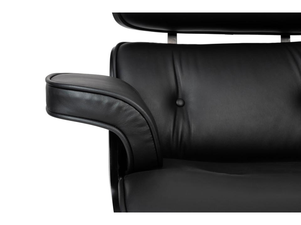 Fotel biurowy LOUNGE GUBERNATOR czarny - czarny jesion, skóra naturalna, podstawa czarna - King Home