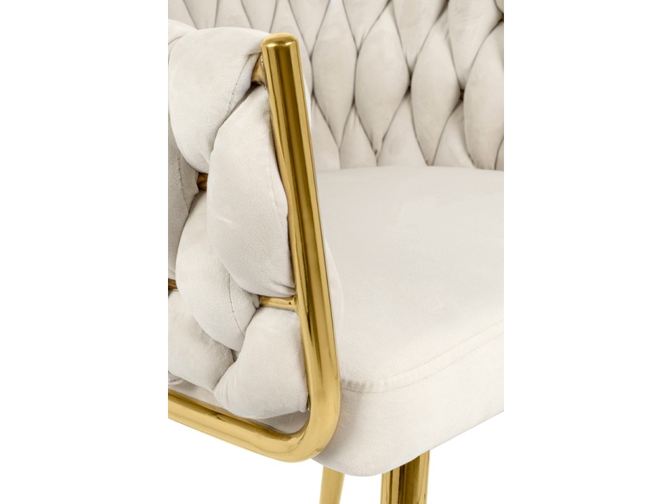 Krzesło TRESSE beżowe - welur, podstawa złota - King Home