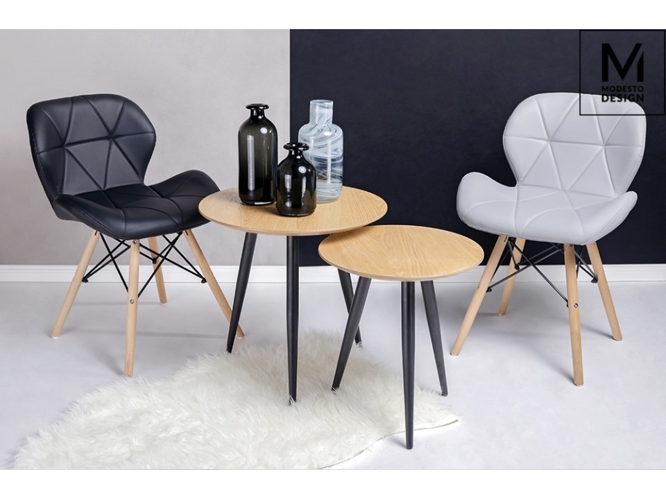 MODESTO krzesło KLIPP czarne - ekoskóra, podstawa bukowa - Modesto Design