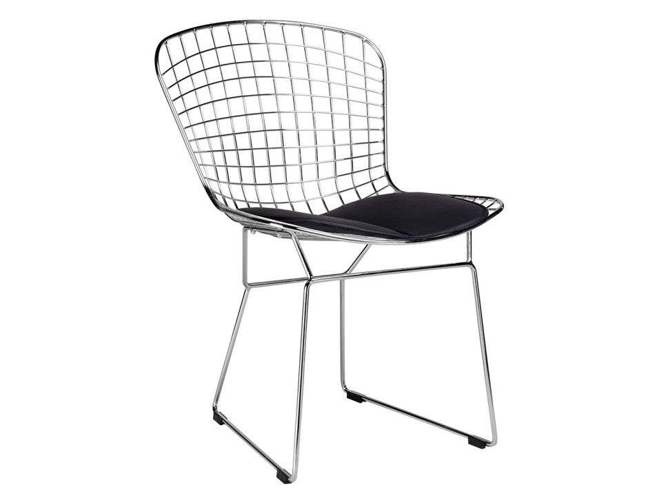 Krzesło NET SOFT chrom - czarna poduszka, metal - King Home