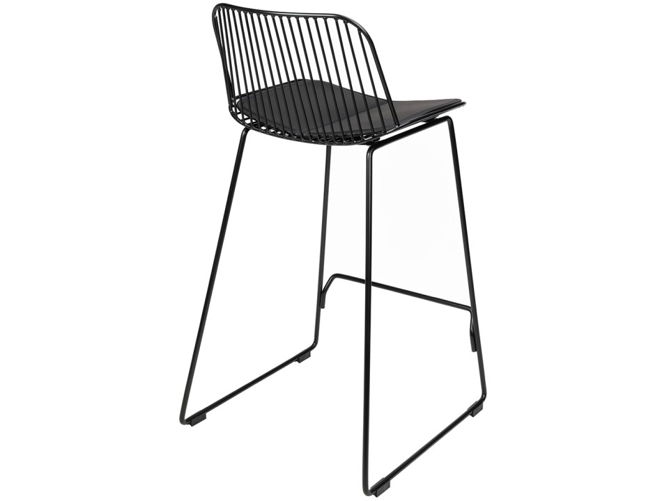 Krzesło barowe MILES czarne 66 cm - metal, ekoskóra - King Home