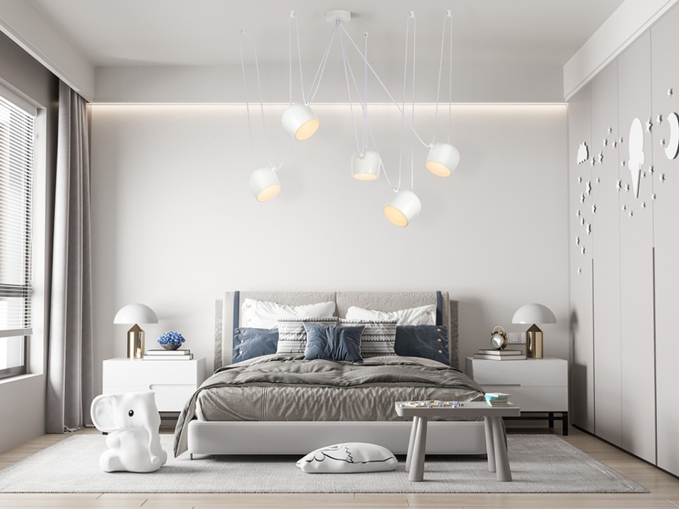 Lampa wisząca EYE 5 biała - LED, aluminium - King Home