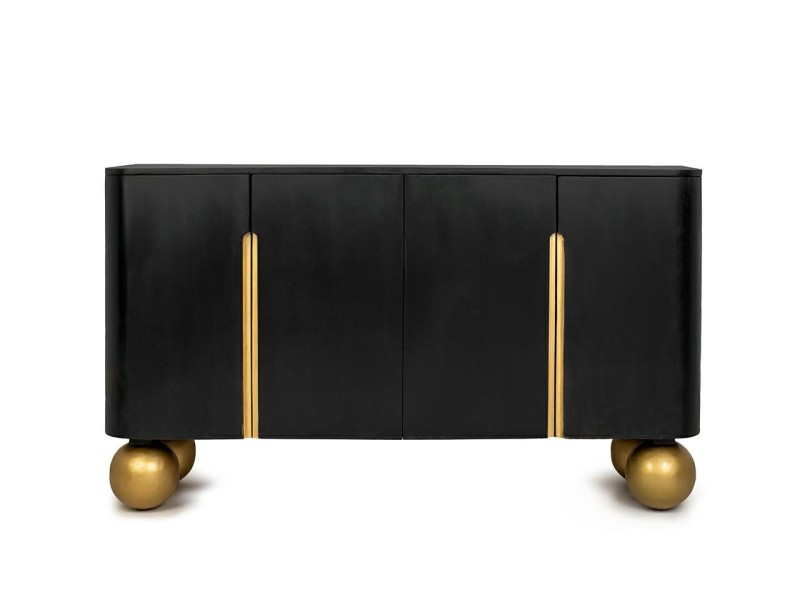 Komoda ORGANIC czarna / złota / drewno - MaMaison