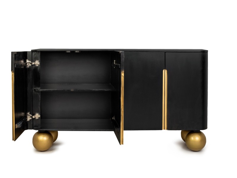 Komoda ORGANIC czarna / złota / drewno - MaMaison